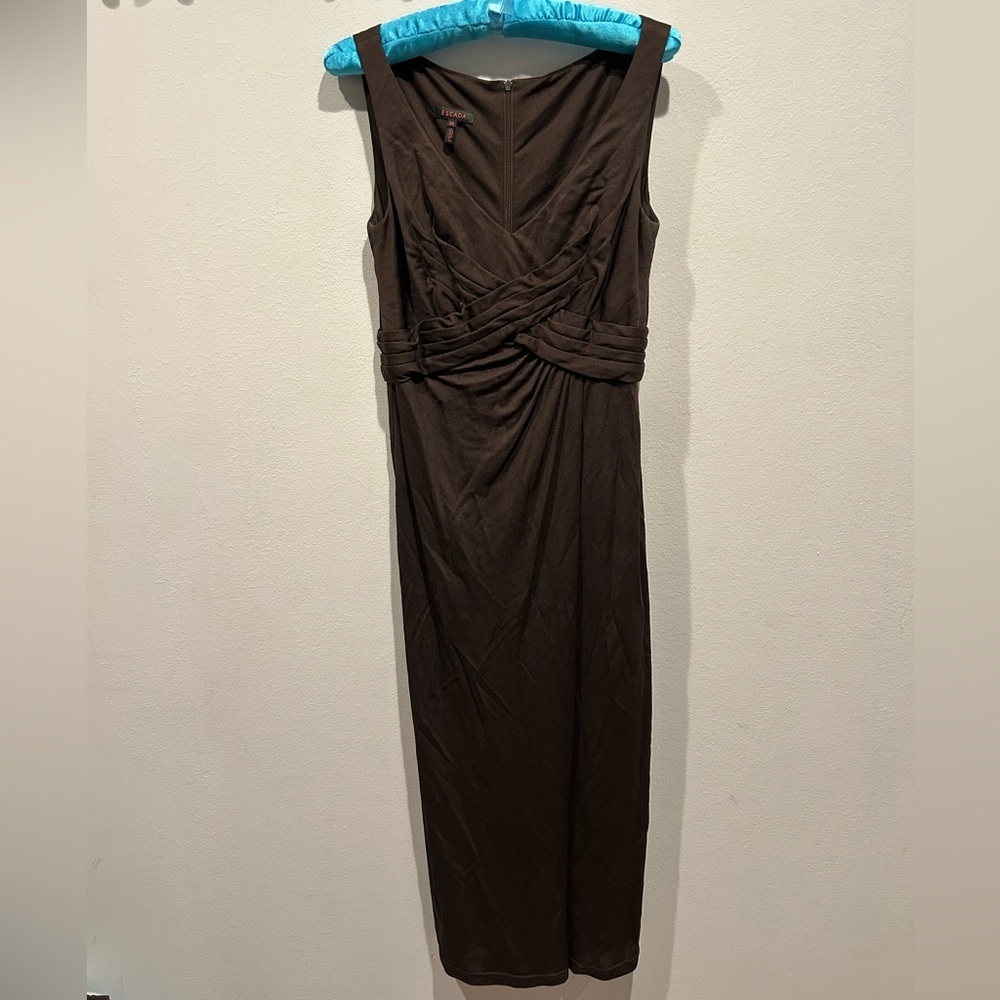 ESCADA Brown V-Neck Midi Dress / Size 36 /